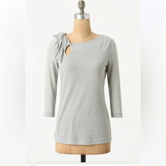 DELETTA by ANTHROPOLOGIE NWOT Illilouette Fall Top in Shimmer Gray - Picture 1 of 6